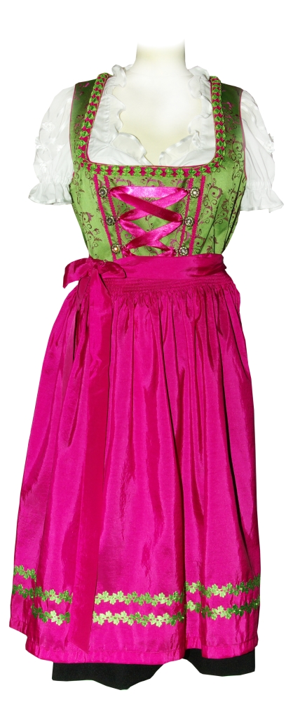 Dirndl Anette Grün Pink Schwarzer Rock