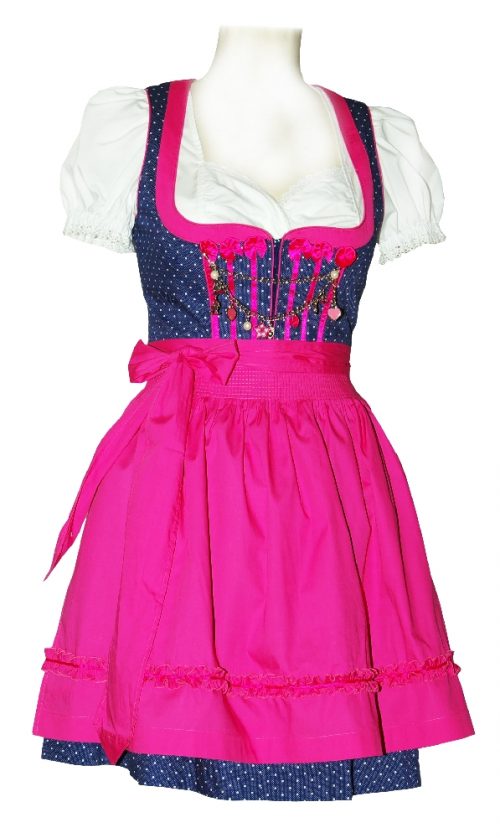 Dirndl Kreta Dunkelblau Pink Weiss gepunktet