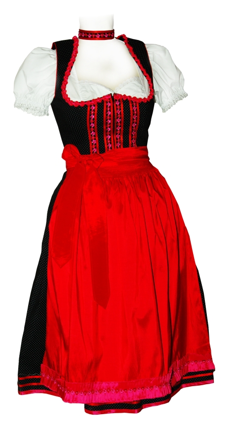 Dirndl Olga Schwarz Rot