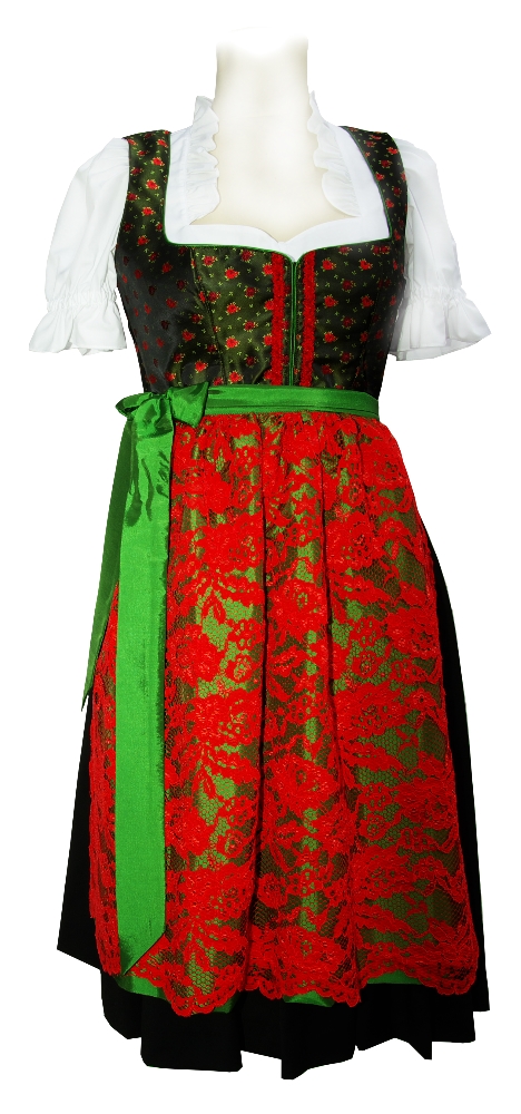 Dirndl Hilde Schwarz Rot Grün