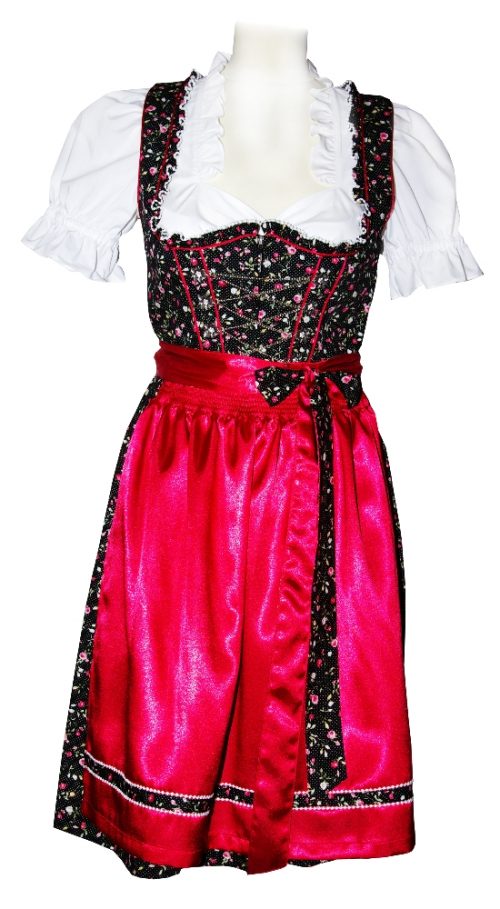 Dirndl Susi Geblümt Schwarz