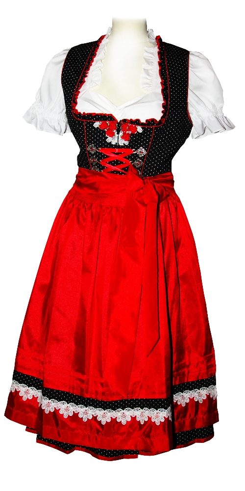 Dirndl Karolina Schwarz Gepunktet Rot