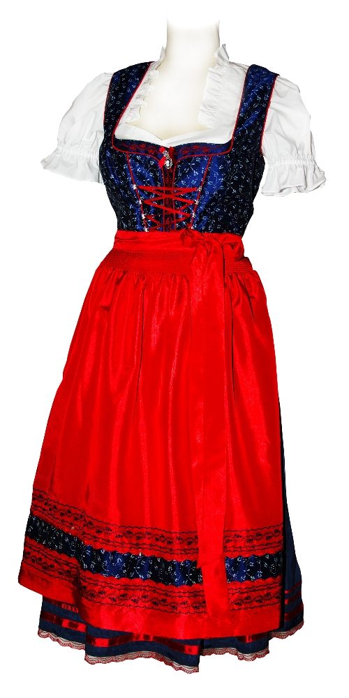 Dirndl Weltina Dunkelblau Kirschrot