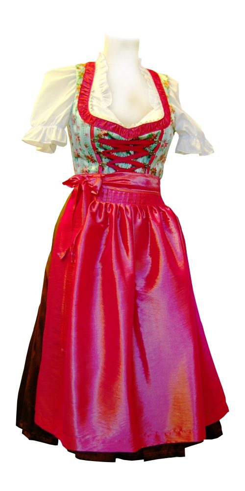 Dirndl Geranie Braun Grün Pink