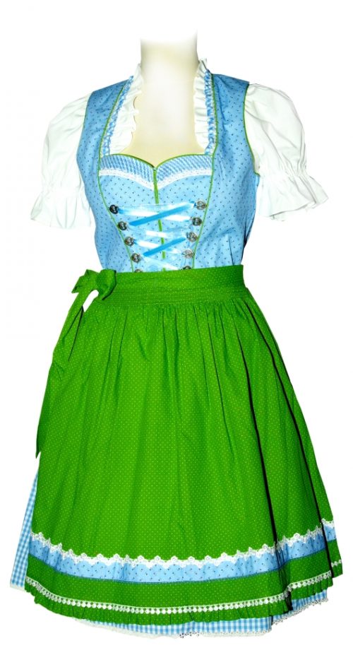 Dirndl Bergweiss Hellblau Grün