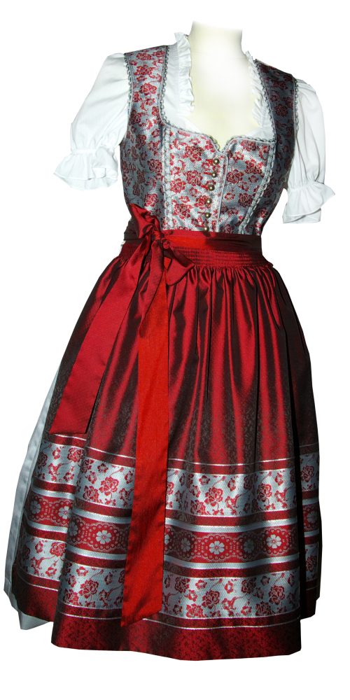 Dirndl Maike Grau Rot