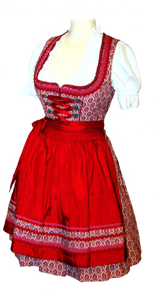 Dirndl Becca kurz rot creme