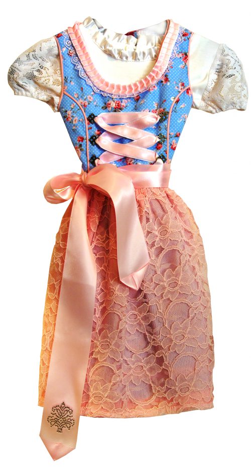 Kinderdirndl hellblau Rose mit Spitzenshirt